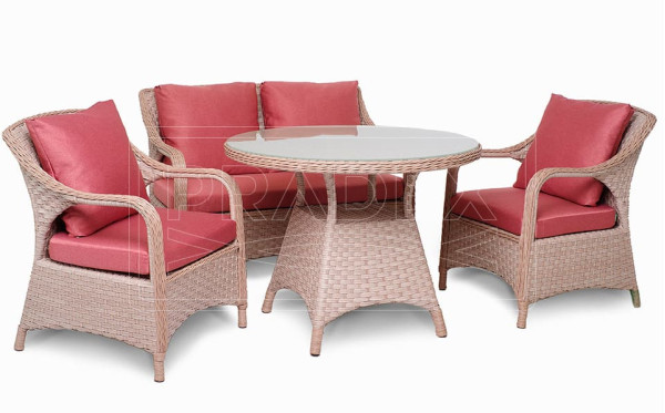 Диван з ротанга Pradex Осмо двомісний Бежевий-2