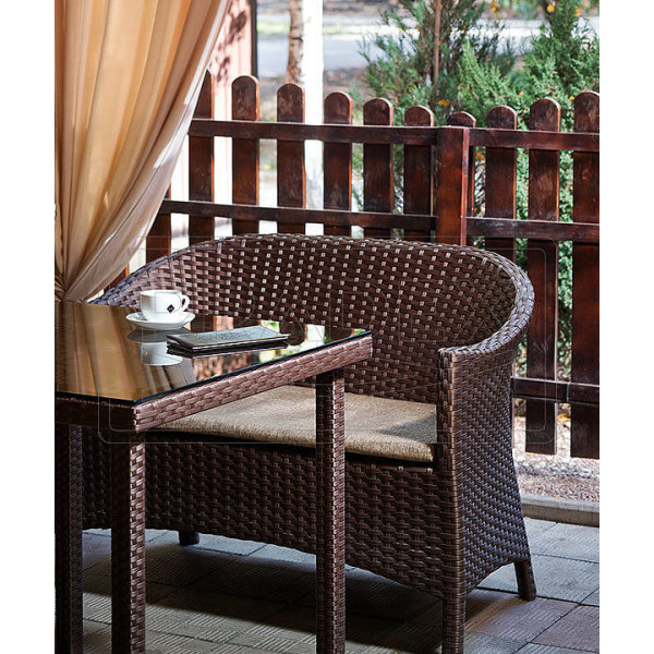 Диван из ротанга Pradex Парадиз двухместный Темно-коричневый-1