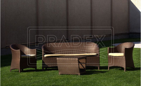 Диван из ротанга Pradex Парадиз трехместный Темно-коричневый-1