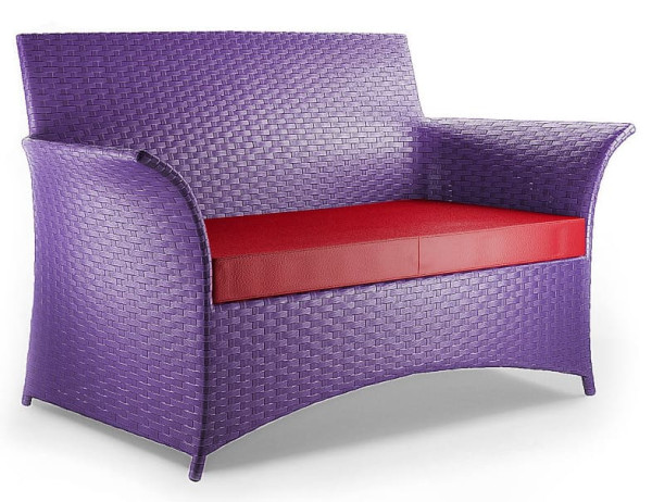 Диван из ротанга Pradex Патио двухместный Фиолетовый-0