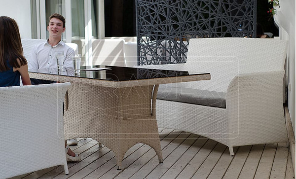 Диван из ротанга Pradex Патио двухместный Белый-3