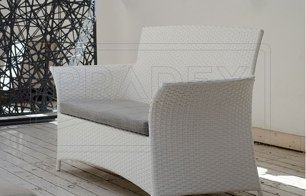 Диван из ротанга Pradex Патио двухместный Белый-2