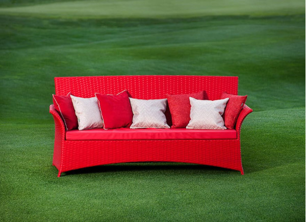 Диван з ротанга Pradex Патіо двомісний Червоний-2