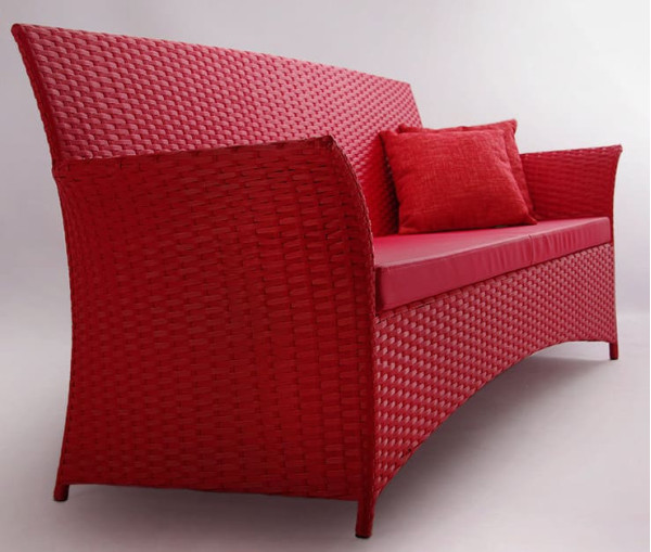 Диван з ротанга Pradex Патіо тримісний Червоний-1