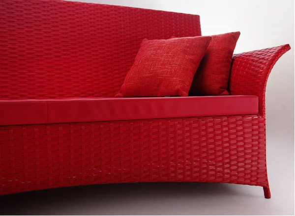 Диван з ротанга Pradex Патіо тримісний Червоний-2