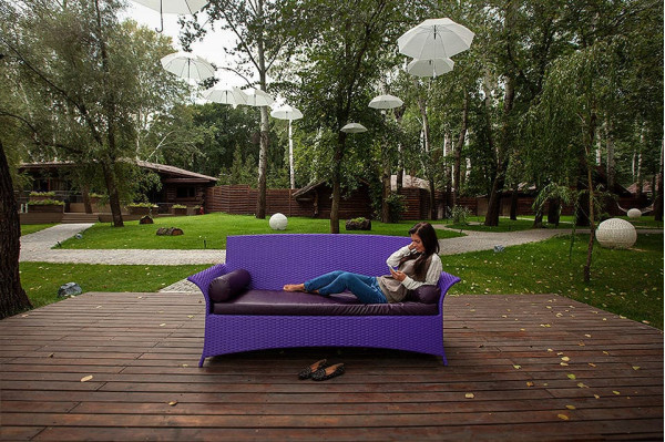 Диван из ротанга Pradex Патио двухместный Фиолетовый-1