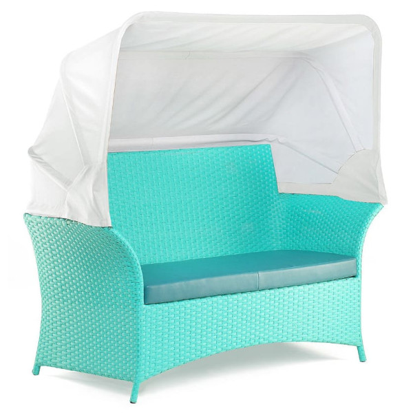 Диван із ротанга Pradex Патіо з тентом двомісний Бірюзовий-0