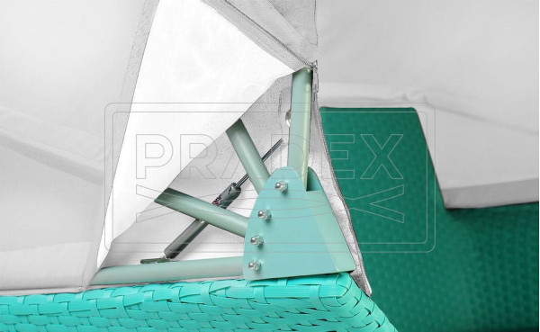 Диван із ротанга Pradex Патіо з тентом двомісний Бірюзовий-3