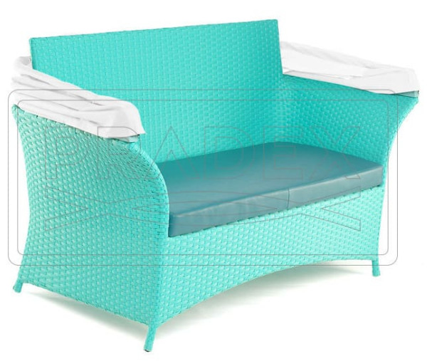 Диван із ротанга Pradex Патіо з тентом двомісний Бірюзовий-1