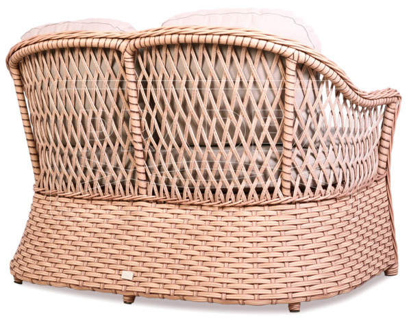 Диван з ротанга Pradex Прованс двомісний Бежевий-5