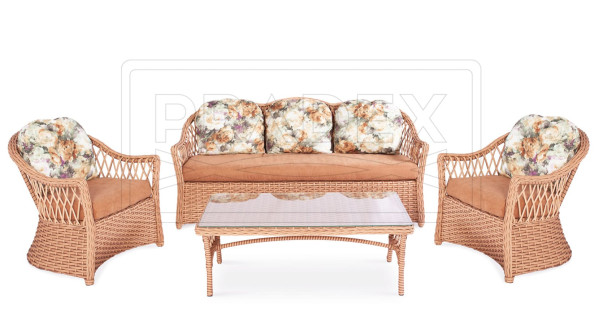Диван з ротанга Pradex Прованс тримісний Бежевий-1