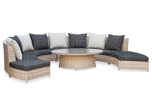 Диван із ротанга Pradex Сієста радіусний Бежевий-1