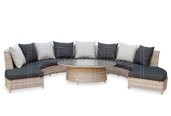 Диван із ротанга Pradex Сієста радіусний Бежевий-2