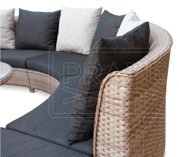 Диван із ротанга Pradex Сієста радіусний Бежевий-3