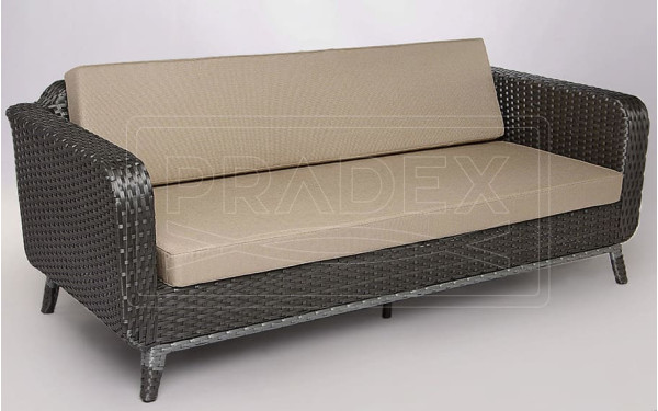 Диван із ротанга Pradex Теннессі тримісний Чорний-2