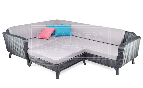 Диван із ротанга Pradex Теннессі з лівим підлокітником Чорний-1