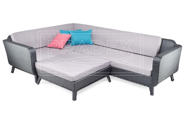 Диван из ротанга Pradex Теннесси угловой с правым подлокотником Черный-2
