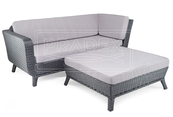 Диван из ротанга Pradex Теннесси угловой с правым подлокотником Черный-1
