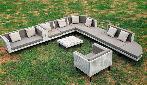 Диван з ротанга Pradex Тетріс двомісний Бежевий-3