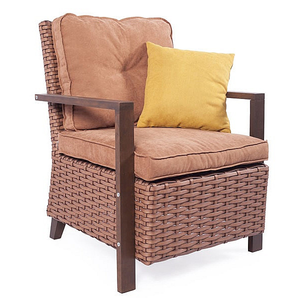 Кресло из ротанга Pradex Порту Коричневое-0