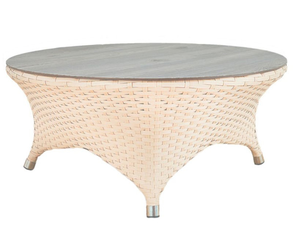 Стол из ротанга Pradex Марокко журнальный круглый Бежевый-0