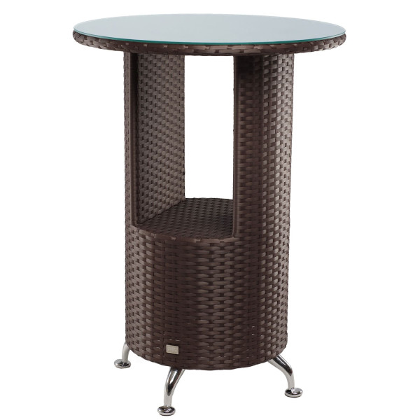 Стіл із ротанга Pradex Барний круглий Темно-коричневий-0