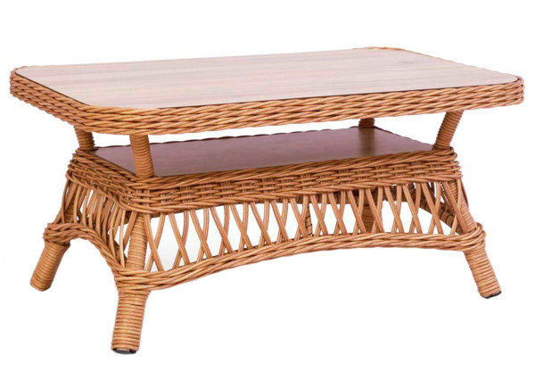 Стол из ротанга Pradex Беатриче журнальный Бежевый-0