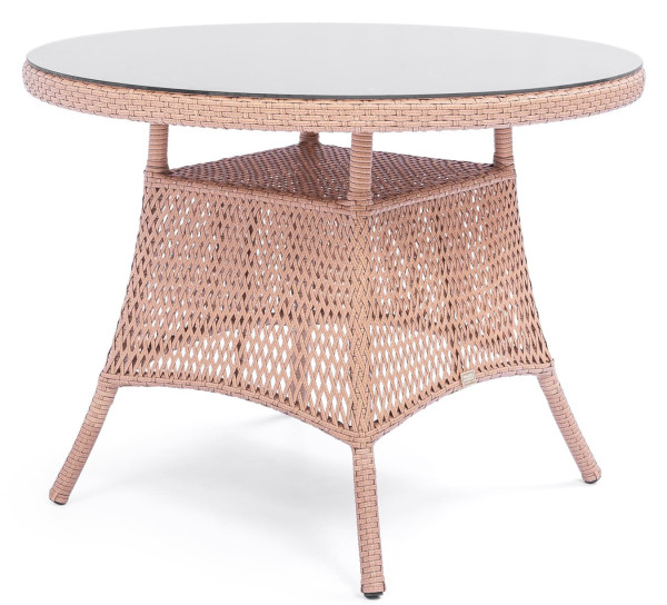 Стіл із ротанга Pradex Грейс круглий Бежевий-0