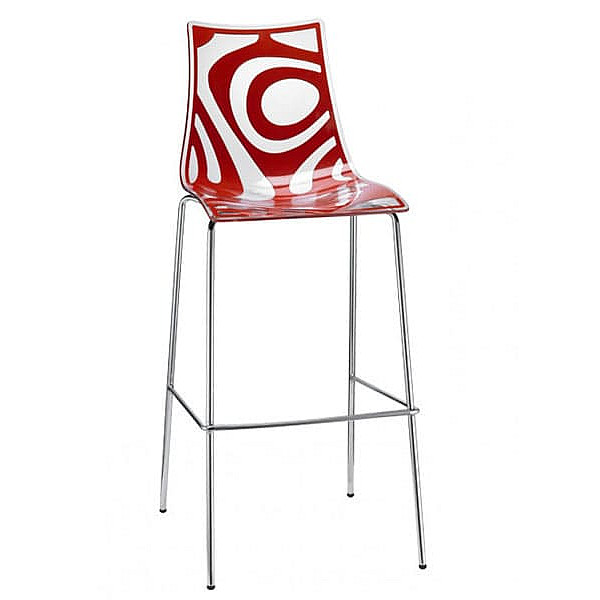 Напівбарний стілець Scab Design Wave Прозоро-червоний-0