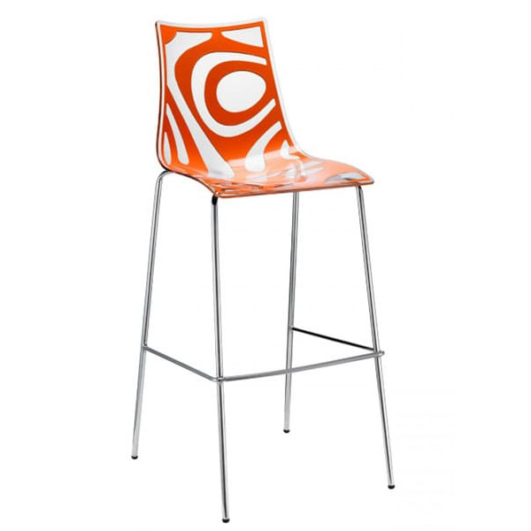 Напівбарний стілець Scab Design Wave Прозоро-жовтогарячий-0