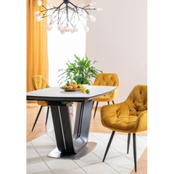 Керамічний стіл розкладний обідній Signal Armani Ceramic Ефект Мрамора/Чорний Мат-3