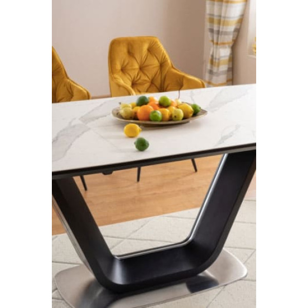 Керамічний стіл розкладний обідній Signal Armani Ceramic Ефект Мрамора/Чорний Мат-6
