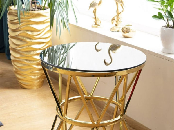 Журнальный стол Signal CLARK Стекло димчасте/Золото-1