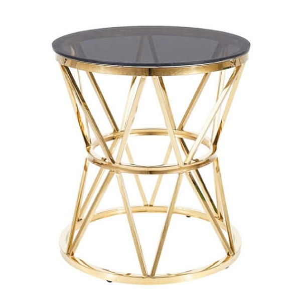 Журнальный стол Signal CLARK Стекло димчасте/Золото-0