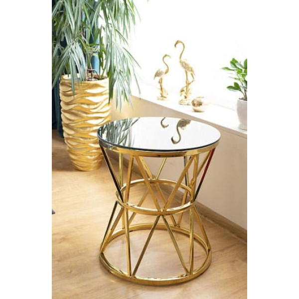 Журнальный стол Signal CLARK Стекло димчасте/Золото-2