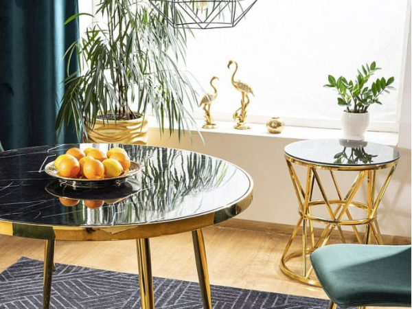 Журнальный стол Signal CLARK Стекло димчасте/Золото-3