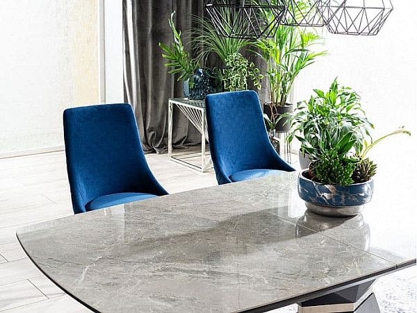 Стол раскладной обеденный Signal Cortez Ceramic Серый эфект мрамора/Антрацит-3