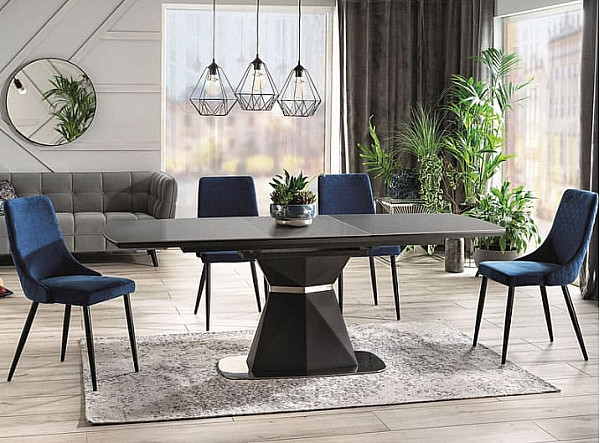 Стол раскладной обеденный Signal Cortez Ceramic Серый эфект мрамора/Антрацит-4