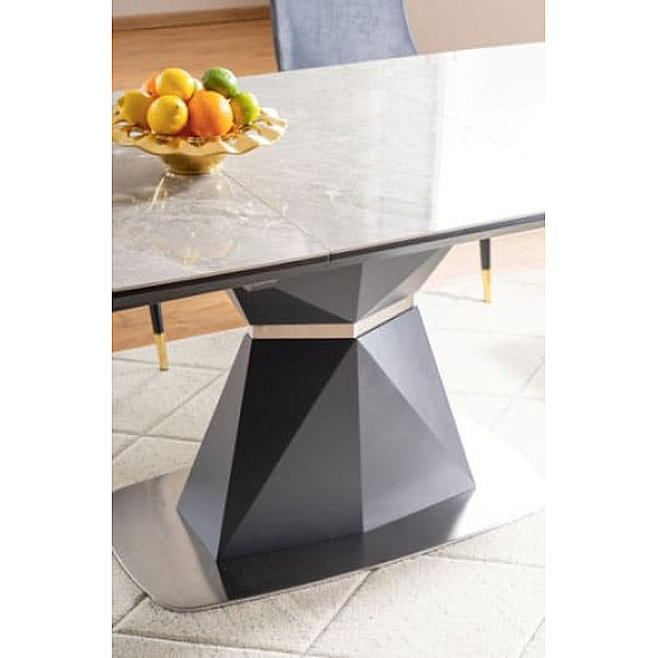 Стол раскладной обеденный Signal Cortez Ceramic Серый эфект мрамора/Антрацит-9