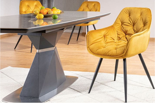 Стол раскладной обеденный Signal Cortez Ceramic Серый эфект мрамора/Антрацит-10