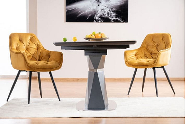 Стол раскладной обеденный Signal Cortez Ceramic Серый эфект мрамора/Антрацит-13