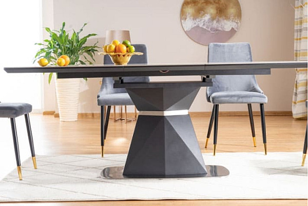 Стол раскладной обеденный Signal Cortez Ceramic Серый эфект мрамора/Антрацит-14