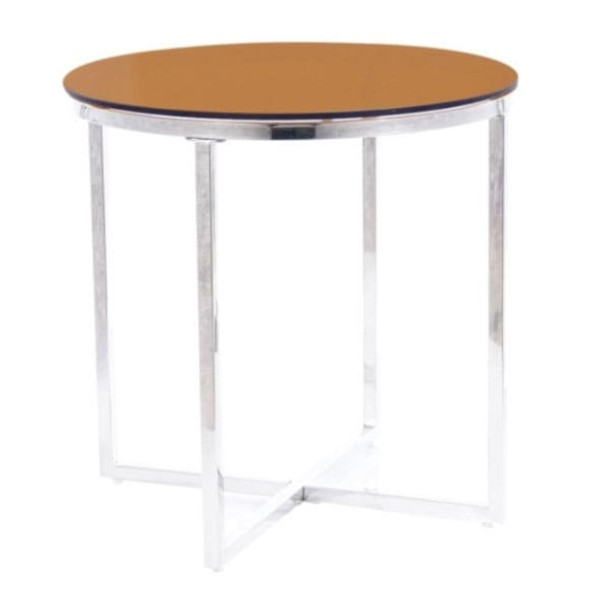 Журнальный стол Signal CRYSTAL B Стекло дымчатое янтарное/Серебряный-0