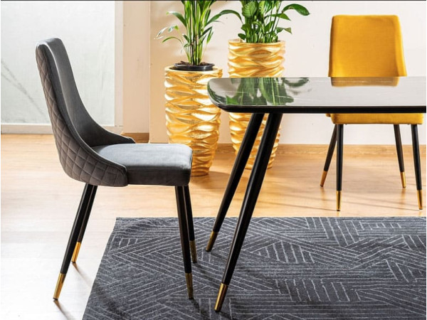 Обеденный стол Signal CYRYL I Черный эффект камня /Золото-7