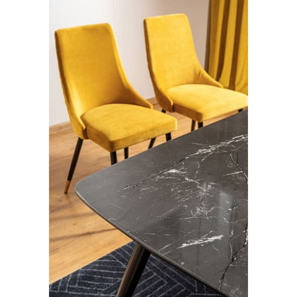 Обеденный стол Signal CYRYL I Черный эффект камня /Золото-2