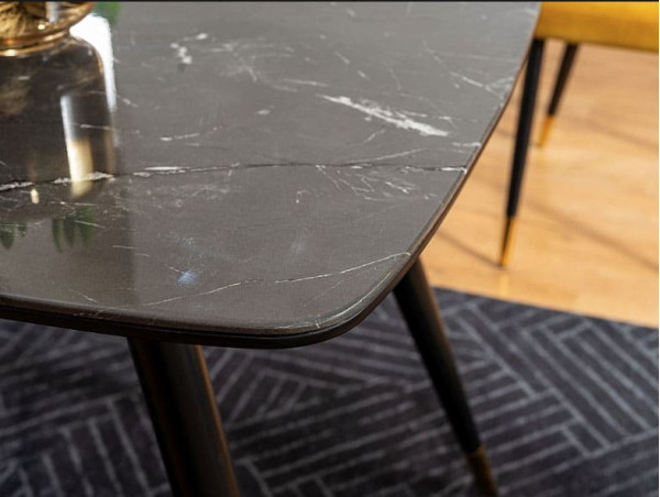 Обеденный стол Signal CYRYL I Черный эффект камня /Золото-1