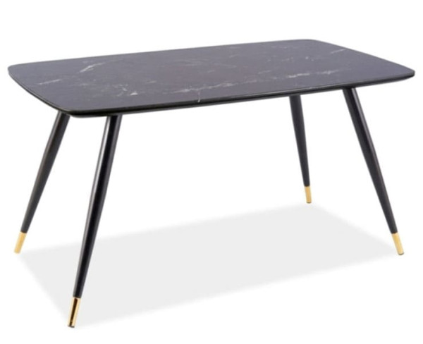 Обеденный стол Signal CYRYL I Черный эффект камня /Золото-0