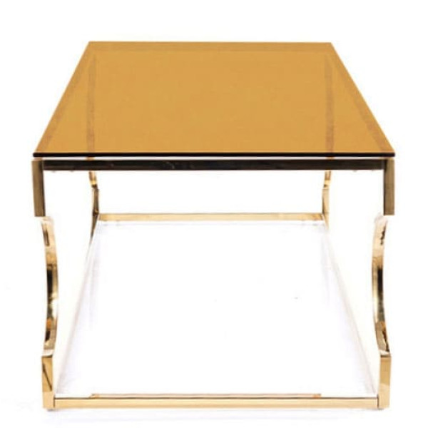 Журнальный стол Signal KENZO A Стекло дымчатое янтарное/ Золото-3