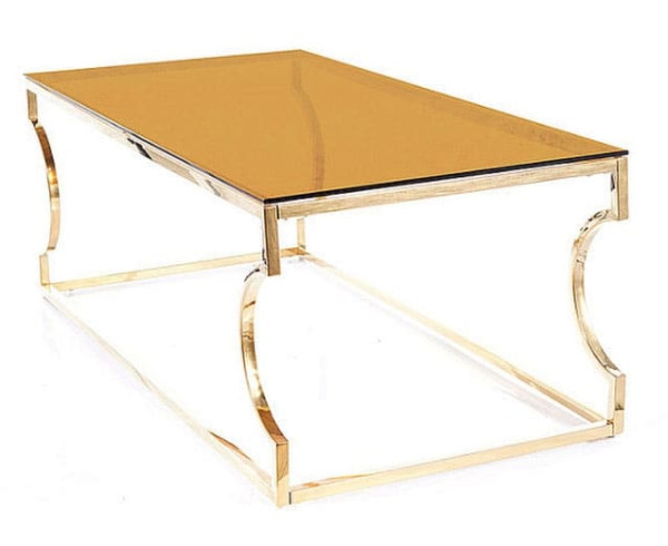Журнальный стол Signal KENZO A Стекло дымчатое янтарное/ Золото-1