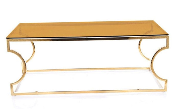 Журнальный стол Signal KENZO A Стекло дымчатое янтарное/ Золото-2